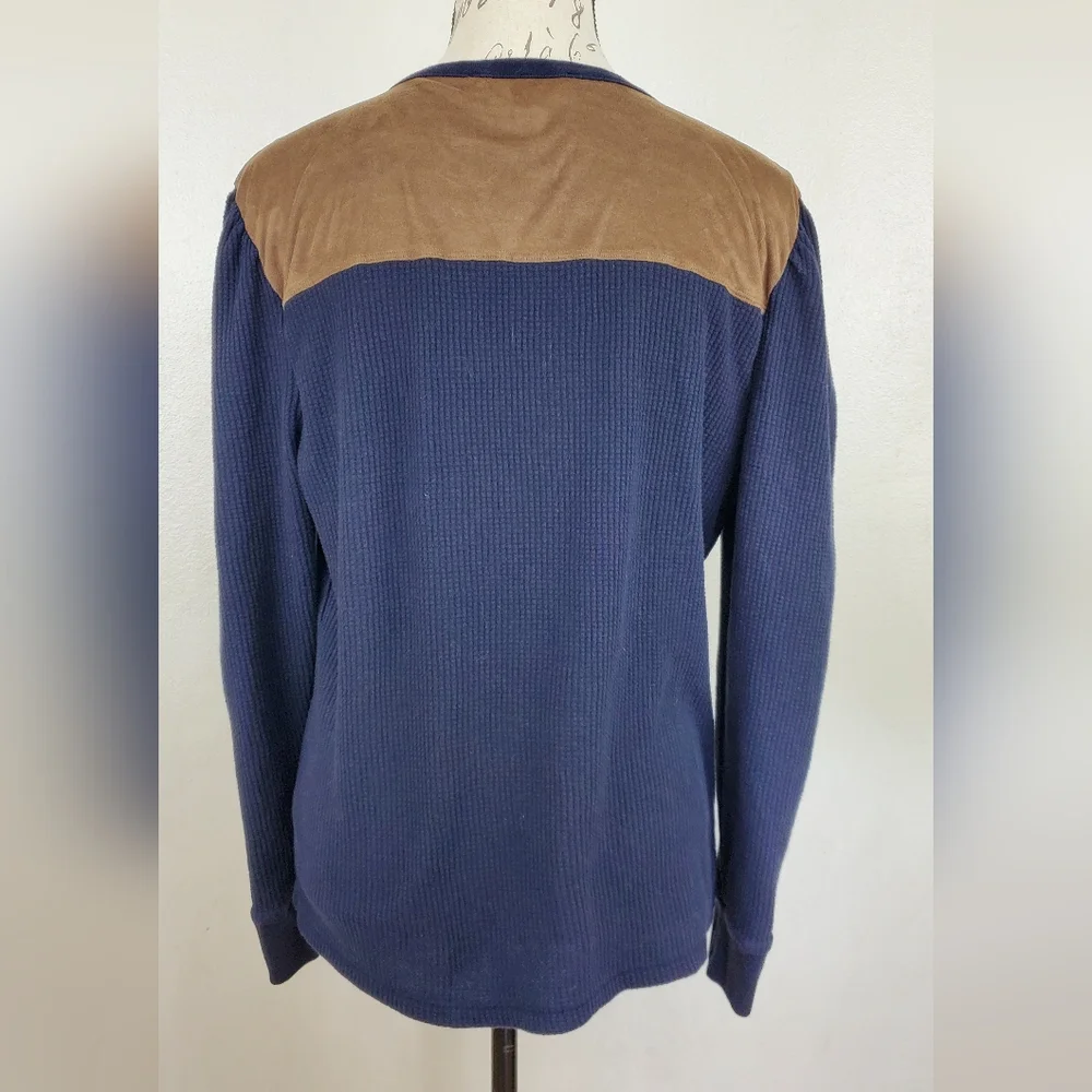Tommy Hilfiger Henley Top Women’s XL Navy Waffle Knit Long Sleeve Pullover - Picture 3 of 12